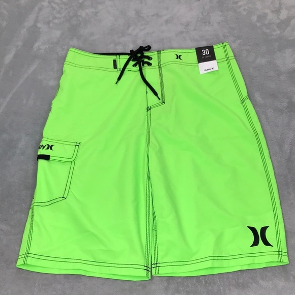 Hurley One & Only Neon Green Boardshorts 22" Size 30 New - Picture 1 of 6